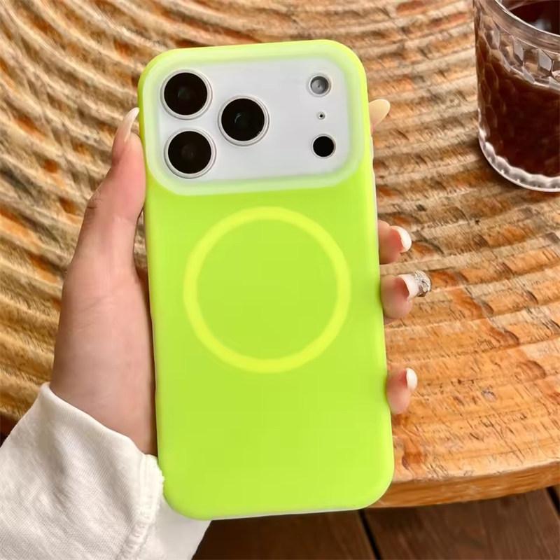 

Fashion Jelly Liquid Silicone Fluorescent Color Case For iPhone 17 Air 16 15 14 Plus 13 12 11 Pro Max For Magsafe Magnetic Cover iPhone 11 зелений