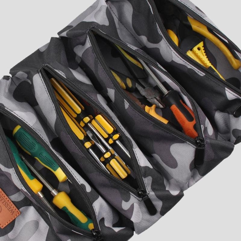 Roll Up Tool Bags Multi-Purpose Tool Bag Tool Organiser with 5 Pockets Emergency Tool Bag in Car Motorcycle for Storing