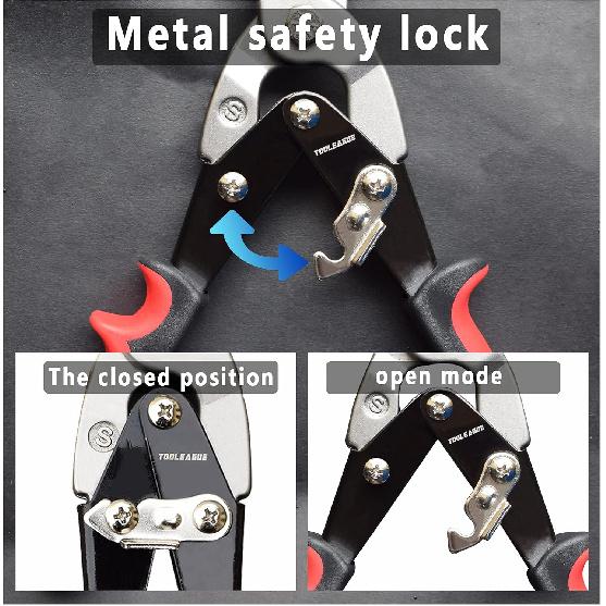 TOOLEAGUE Aviation Tin Snips for Cutting Metal Sheet Tin Cutting Shears with Forged Blade, Heavy Duty Metal Cutter Long Straight Cut 12 inches Metal