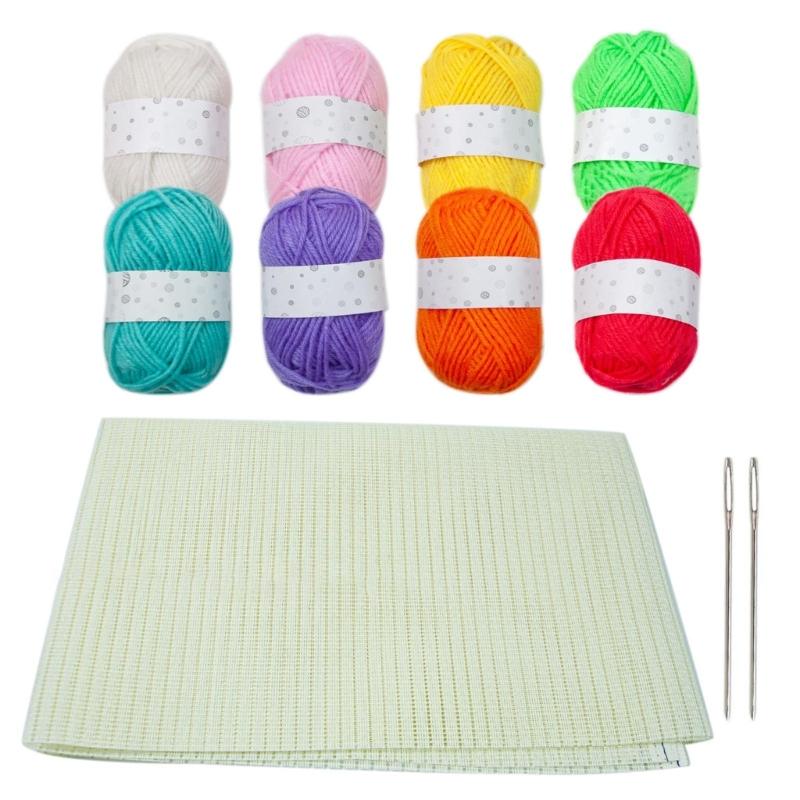 Linen Embroidery Fabric and Embroidery Thread Needle Set, Needlework Fabric X3UC