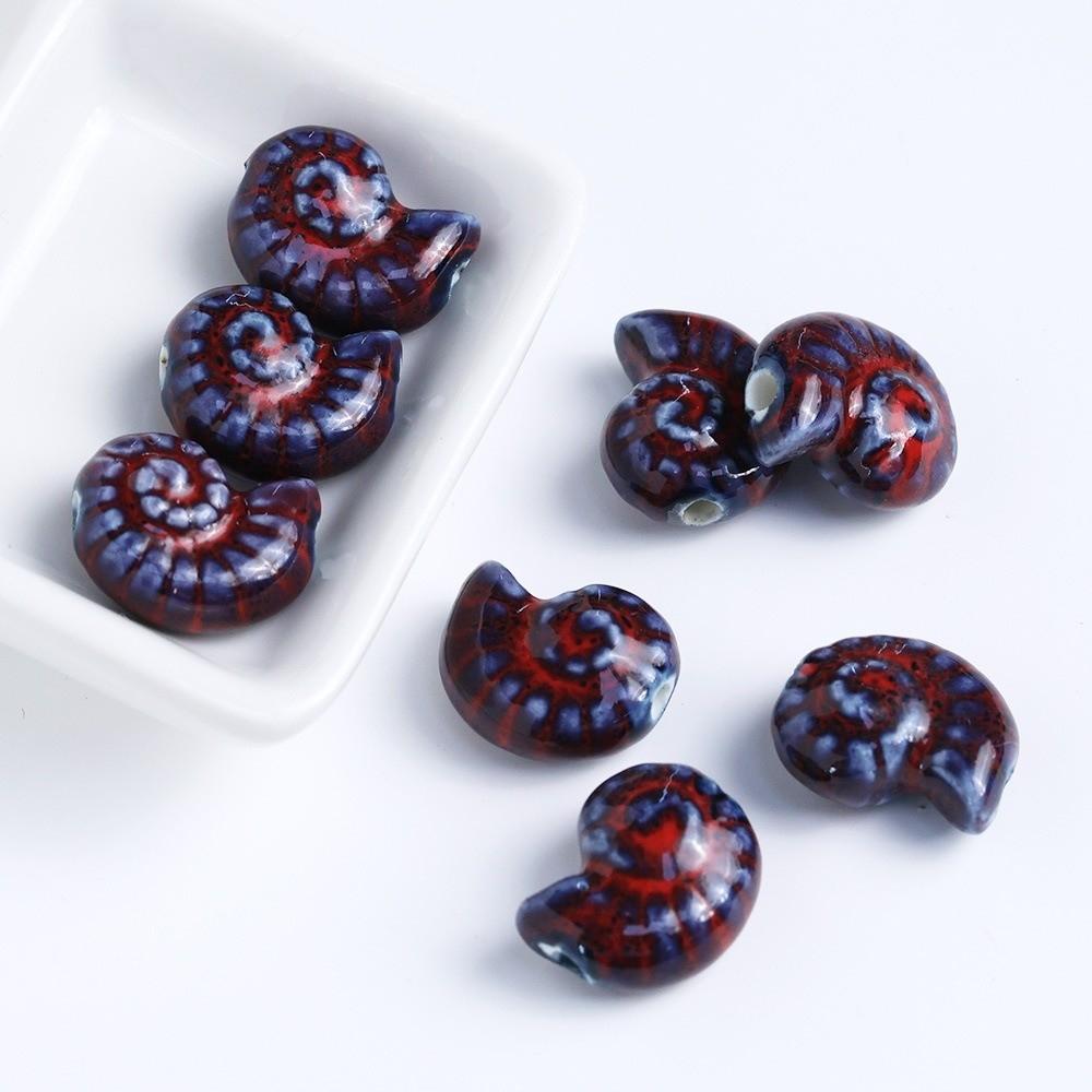Glazed Snail Ceramic Beads Retro DIY Jewelry Making Pendant Conch Spacer Porcelain Beads Craft