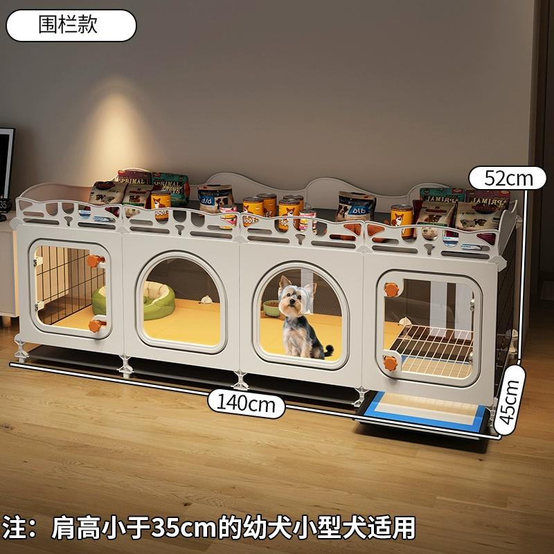 Small Dog Crate with Separate Toilet Area Puppy House for Teddy Bichon Pet Bedroom Kennel Cozy Puppy Home with Removable Tray