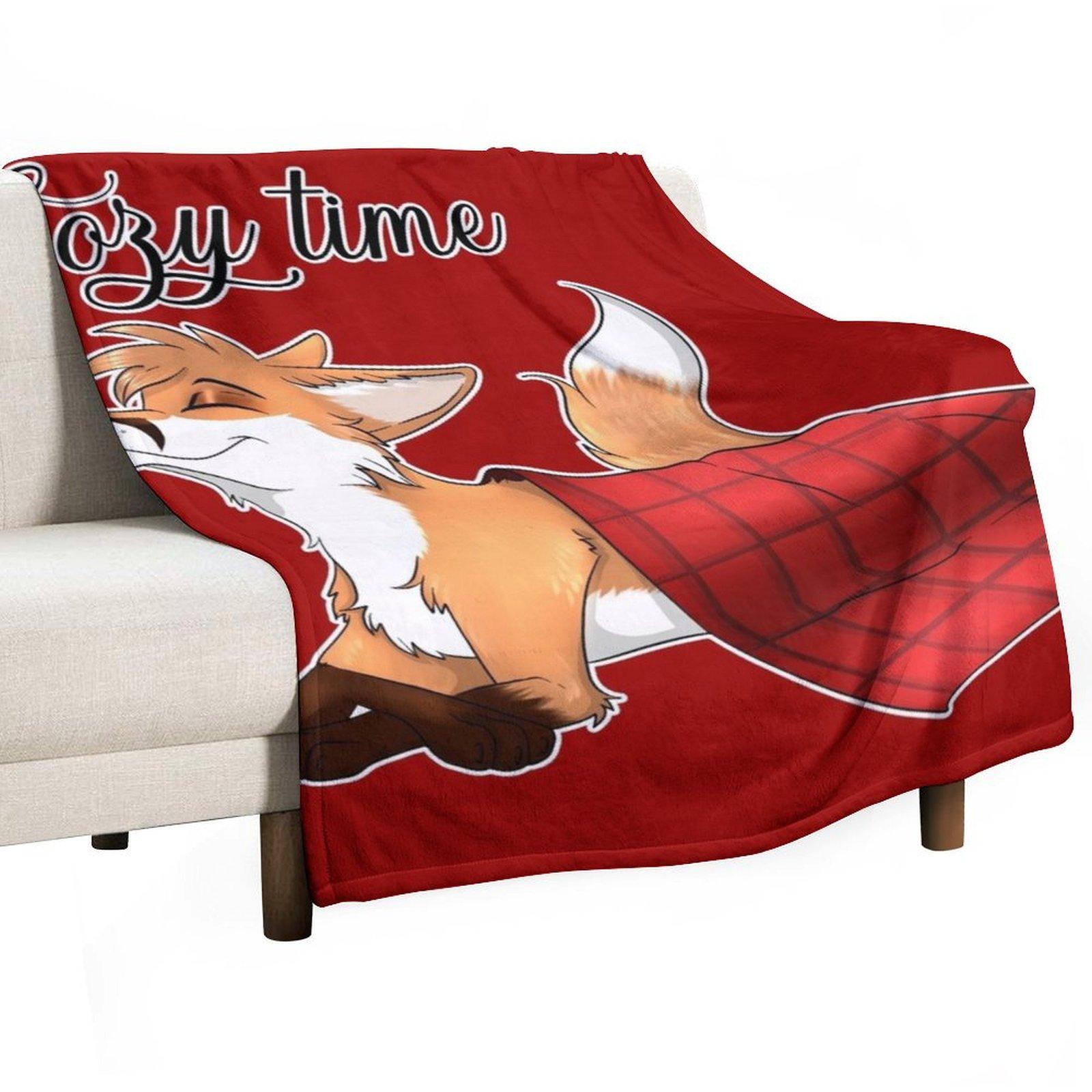 Cozy Time Foxy Blanket Throw Blanket Decorative Sofas Flannels cosplay anime Baby Blankets 30x40in
