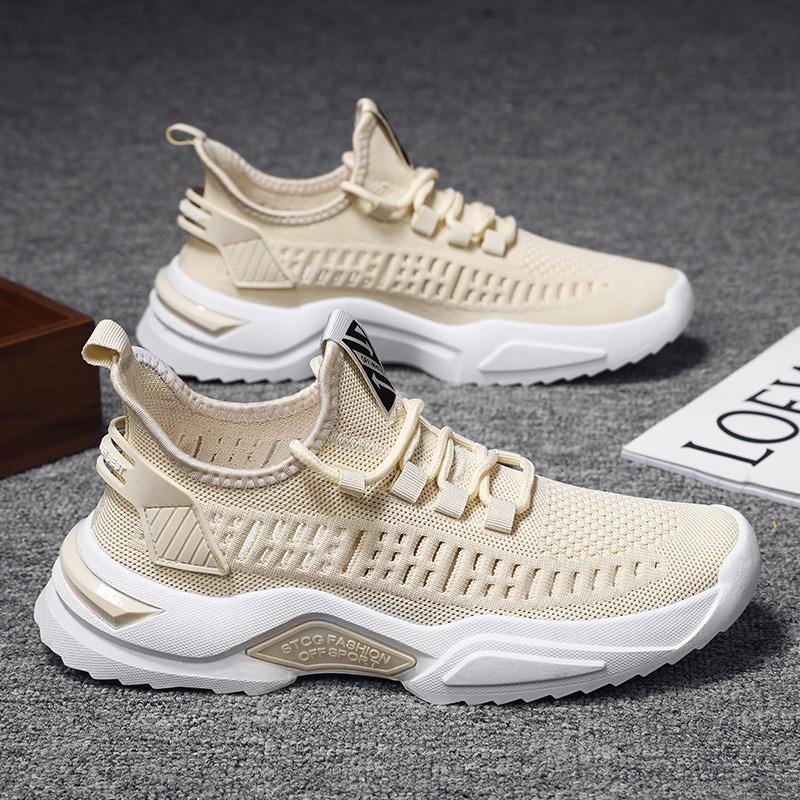 Men's flying knitting one-pedal lazy shoes flying knitting breathable casual shoes men's trend low-top sports shoes running shoes