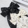 Satin Polka Dot Bow Hair Clip for Women - Korean Style Claw Clip Accessory