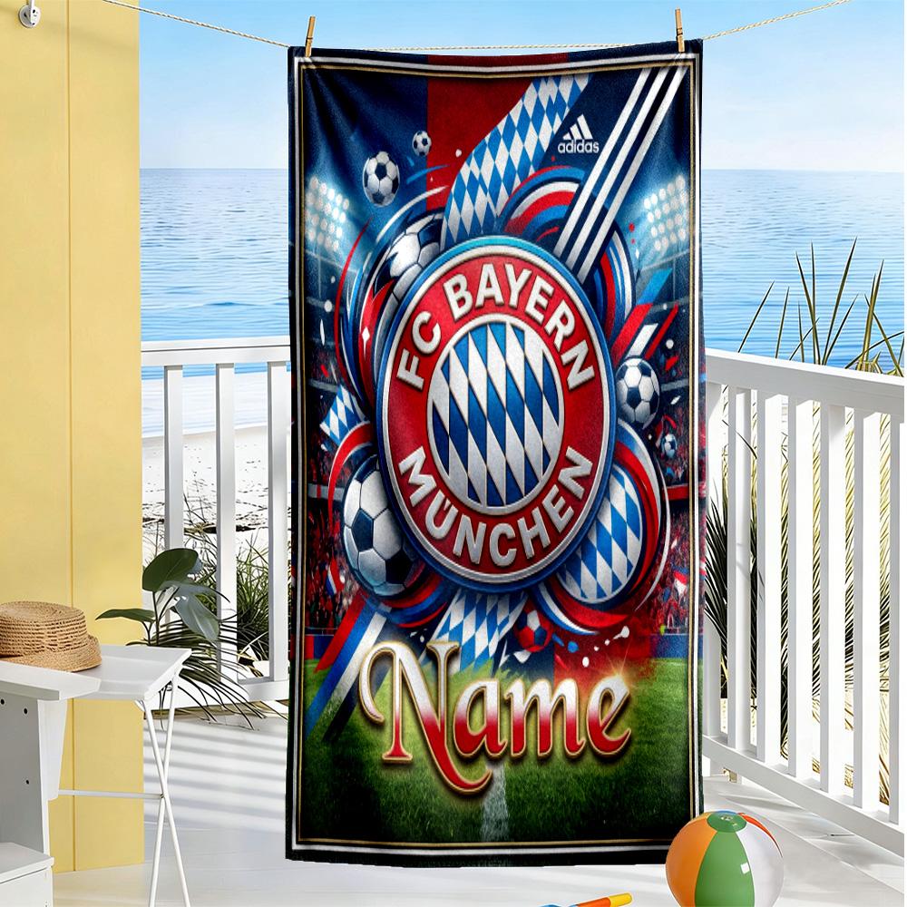 Fc Bayern München Fan Gear Customizable Name Beach Towel Soft Durable Quick-Dry Portable for SwimmingBeachCamping Travel Beach AccessoriesGym