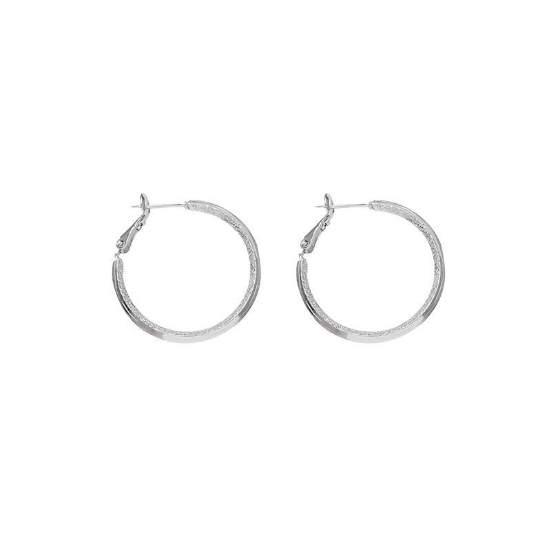 Design sense large earrings women's retro Hong Kong style temperament plain ring earrings popular earrings