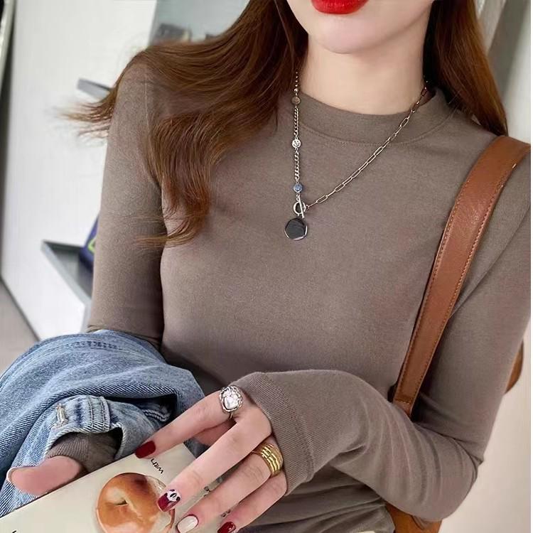 Women's Slim Fit Long Sleeve Mock Neck Top