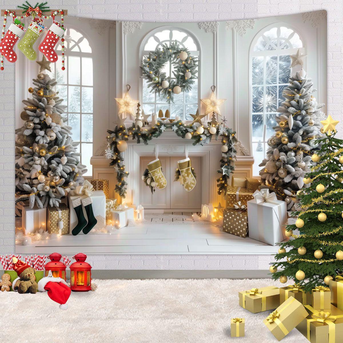 Tapestry Bohemian Style Christmas Fireplace 75x100
