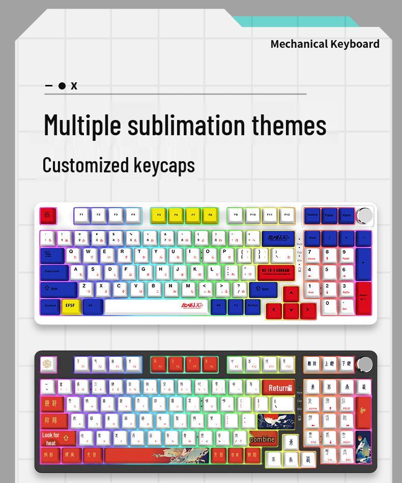 98-Key Wireless Bluetooth Three-Mode Mechanical Keyboard - Gaming, Esports, Office, PBT Transparent DIY Customization