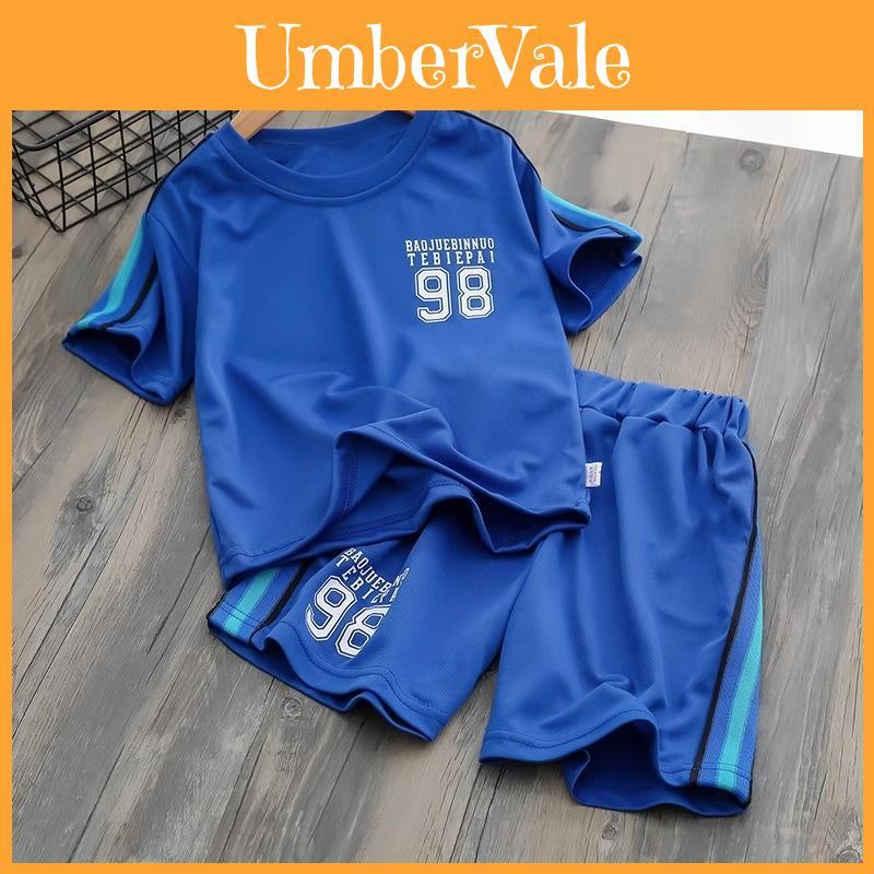 Kids Basketball Uniform Set With Polyester Fabric Short Sleeve Shorts For Summer Play