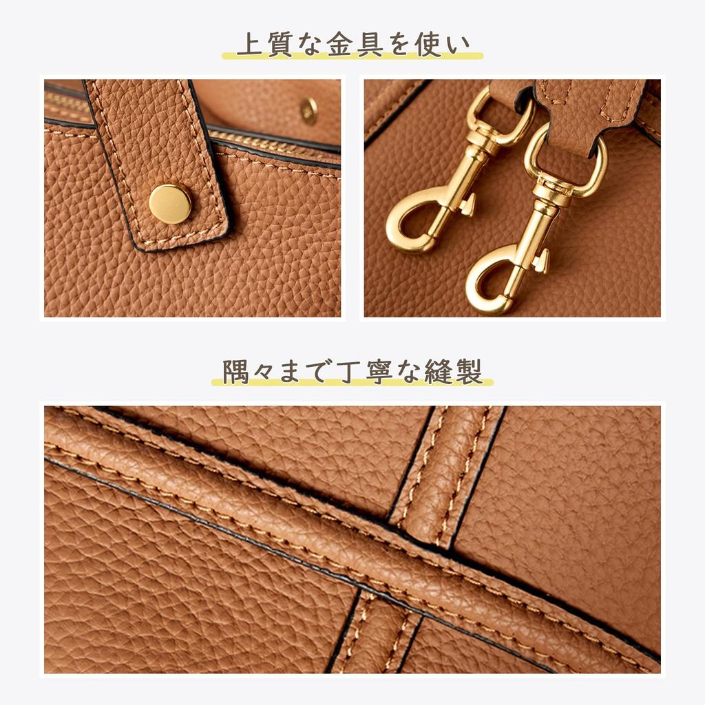 MFFOR Women's 2-Way Handbag, Premium Genuine Leather, Large Capacity, Stylish and Stylish, Perfect for Commuting, Crossbody, or Shoulder Bags (Brown)