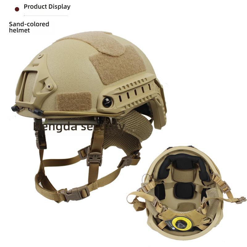 Casco Tattico FAST in Fibra di Vetro, Leggero 1.5kg, Imbracatura Interna Wendy, Guide Laterali Aggiornate, Regolabile 57-61cm per Softair CS Caccia