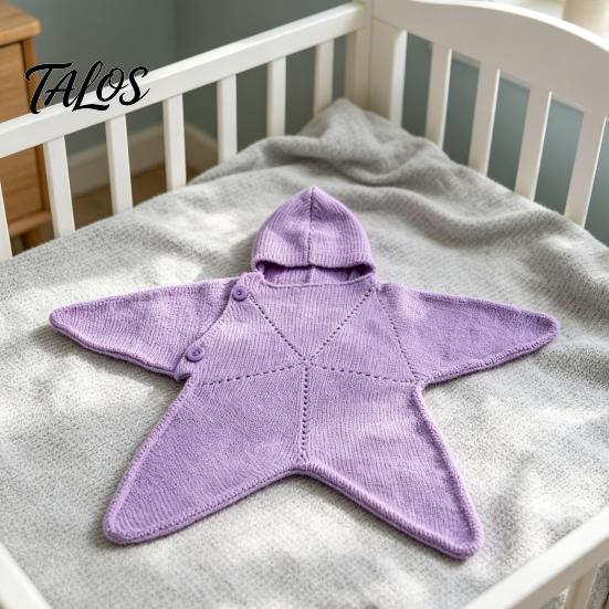 Fascia Comfort per Neonato Stella Marina Sacco Nanna per Bambino, Coperta Morbida Lavorata a Maglia per Tutto il Corpo con Cappuccio per Abbigliamento da Nursery per Neonato, Caldo per Dormire Anti-Calcio