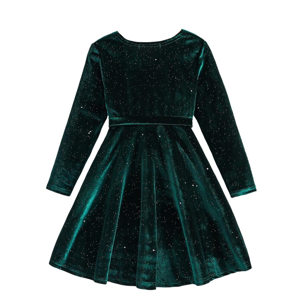 Children's Fashion Ruffled Long Sleeve Sky Mesh Dress