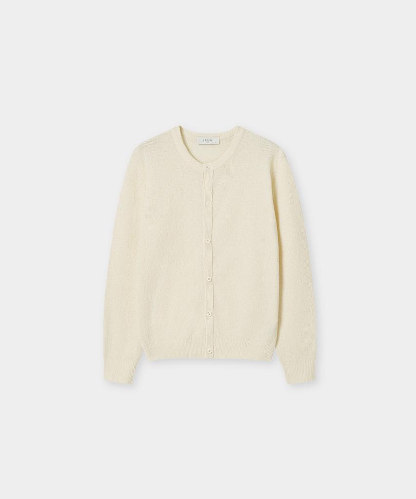 Jeilium Vamon Summer Boucle Round Neck Cardigan Ivory