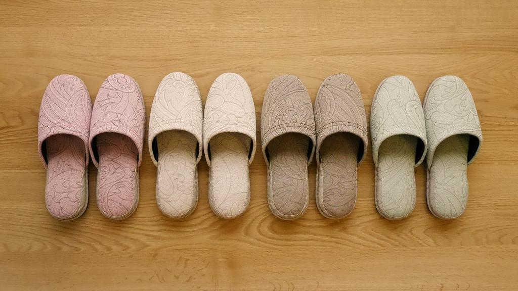 Set of 4 Guest Paisley Felt Outer 27cm Chausse' Slippers, Design, Sole, Year-Round Use, 7a33-4, Dimensions