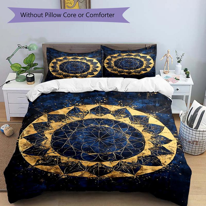 3pcs Cosmic Mandala Bedding Set, Includes 1 Comforter + 2 Pillowcases, Without Pillow Inserts, Soft Comfortable, Lightweight Breathable024
