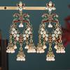 New European and American Bohemian Long Tassel Earrings for Women, Unique Ethnic Style, Exaggerated Faux Pearl Alloy Earrings