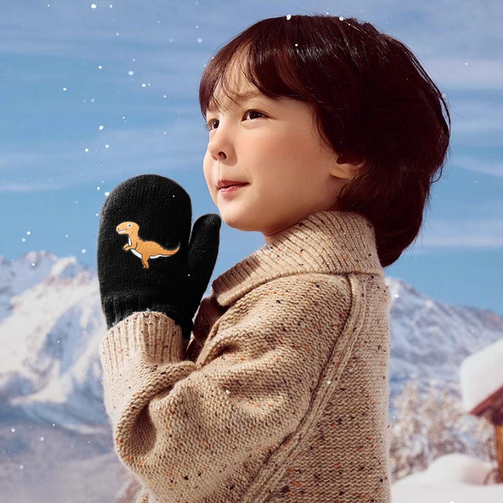 Winter Thicken Velvet Children Baby Gloves Keep Warm Soft Full Finger Mittens Elastic Cartoon Winter Gloves