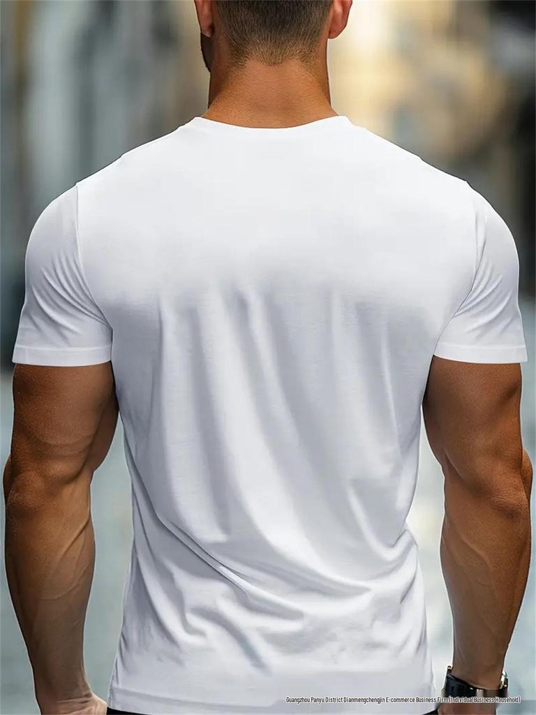 Men's Retro Letter Print Loose-Fit Cotton T-Shirt, Short-Sleeved, Summer 2024