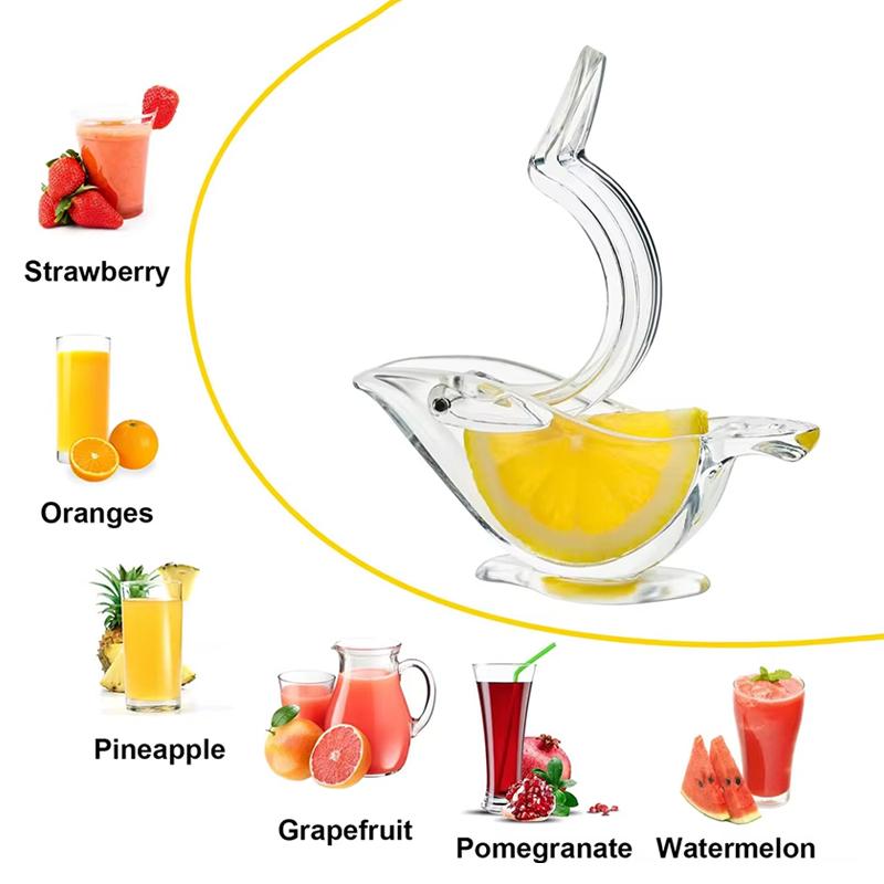 Portable Manual Juicer, Lemon And Citrus Juicer, Bird Shaped Transparent Manual Fruit Juicers, Household Kitchen And Bar Tools