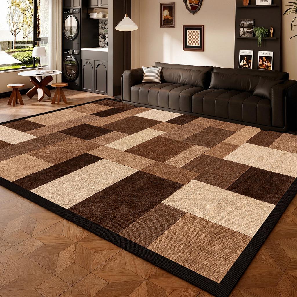 Retro Style Rugs for Bedroom Large Area Living Room Decoration Brown Carpet Home Anti-slip Floor Mat Washable Cloakroom Soft Rug