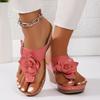 Fashion New Shoes for Women Flower Decor Wedges Slippers Casual Platform Flip Flops Sandals Buckle Strap Slide Slippers Slides Women