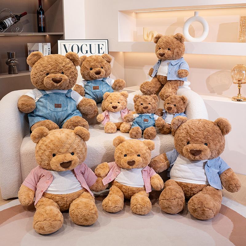 Cute Bear Plush Toys Soft Stuffed Cute Bear Wear Clothes Doll Boys Girls Appease Pillow Kids Baby Birthday Christmas Gift