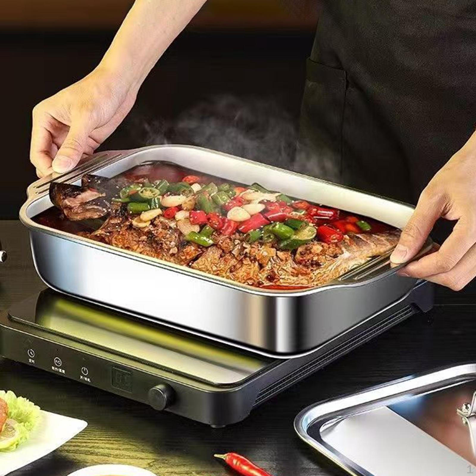 

Глубокий противень для рыбы, форма для торта с ручками, гриль для барбекю на открытом воздухе Flat bottom