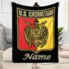 Catanzaro Shield Crest Customize Text Blanket Throw Customizable Blanket Comfortable Great for Bedding Couch Nap Home Decor Four Seasons Multipurpose
