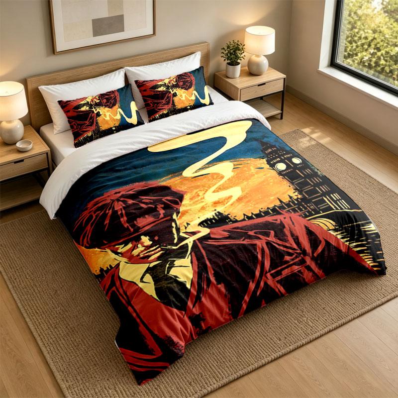 3Pcs Bedding SetPeaky Blinders Soft Bed Sheet and Two Pillowcases Home Bedroom Decor