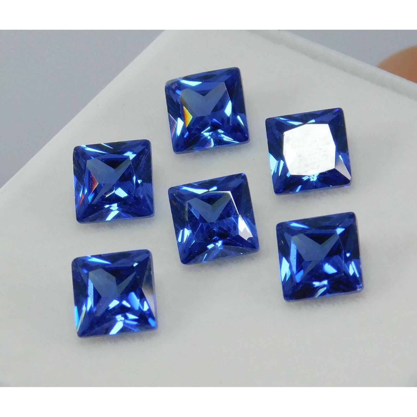 

6 Pcs Natural Blue Sapphire CERTIFIED Loose Gemstone SQUARE SHAPE 5x5 mm Lot A-435793495 5mm approx синій