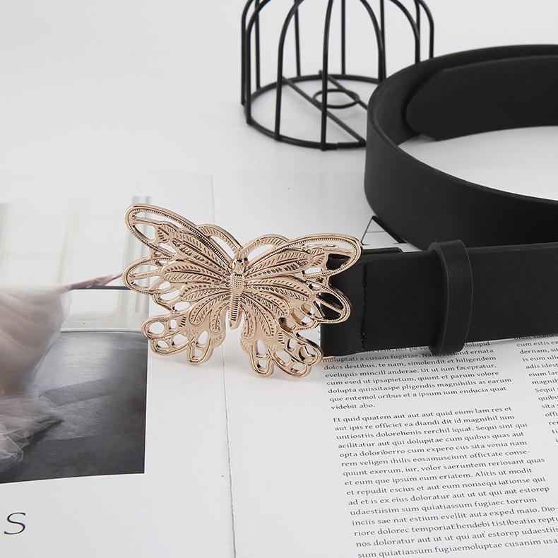Versatile And Belt Slimming With Butterfly Metal Buckle Belt Decoration Dress