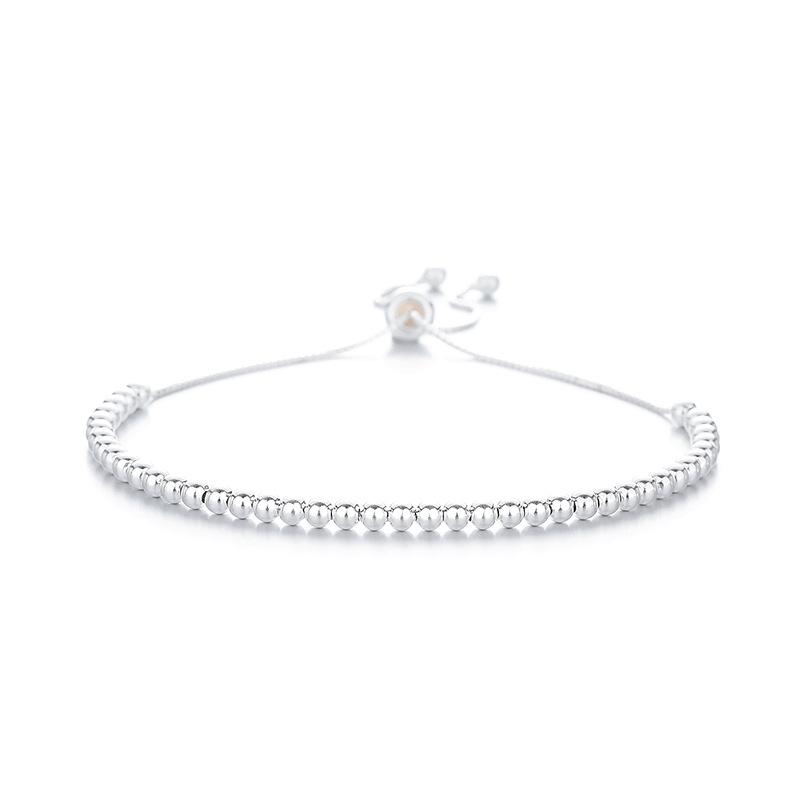 Transshipment Round Bead Bracelet Women'S 3M Beaded Fashionable Versatile Simple Pull-Up Adjustable Small Silver Bean Bracelet