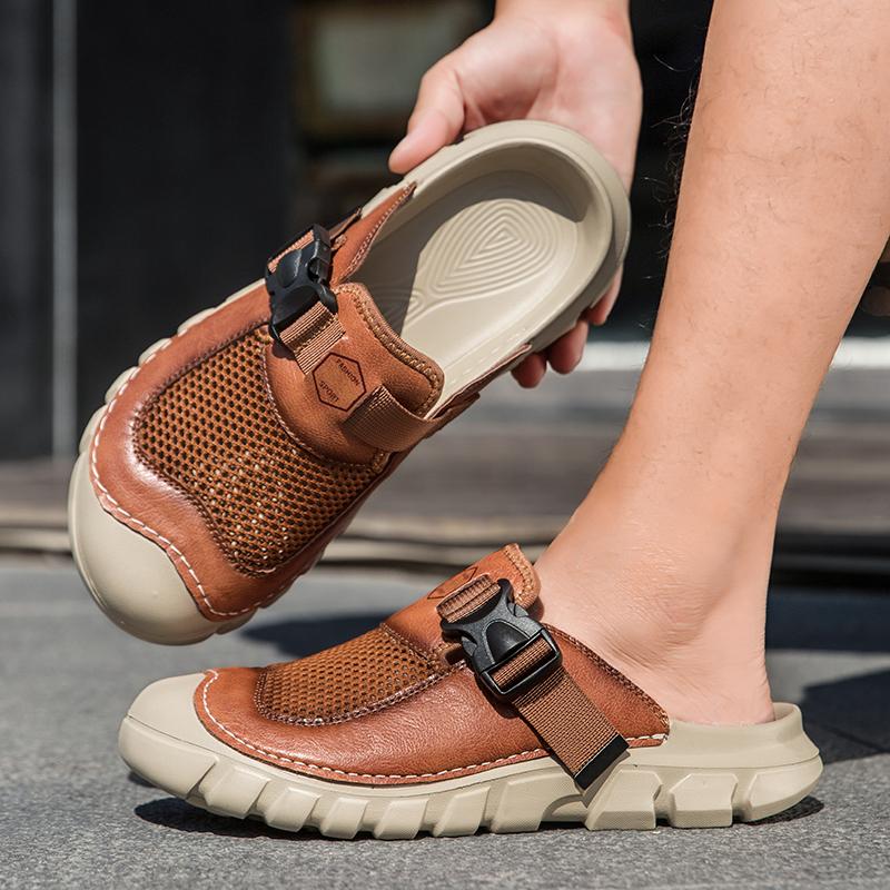 TUINANLE Ciabatte Mezzepunte Uomo Taglie Grandi Chiusa Estate Comode Suola Morbida Traspiranti Piattaforma Sandali Zoccoli Casual da Passeggio