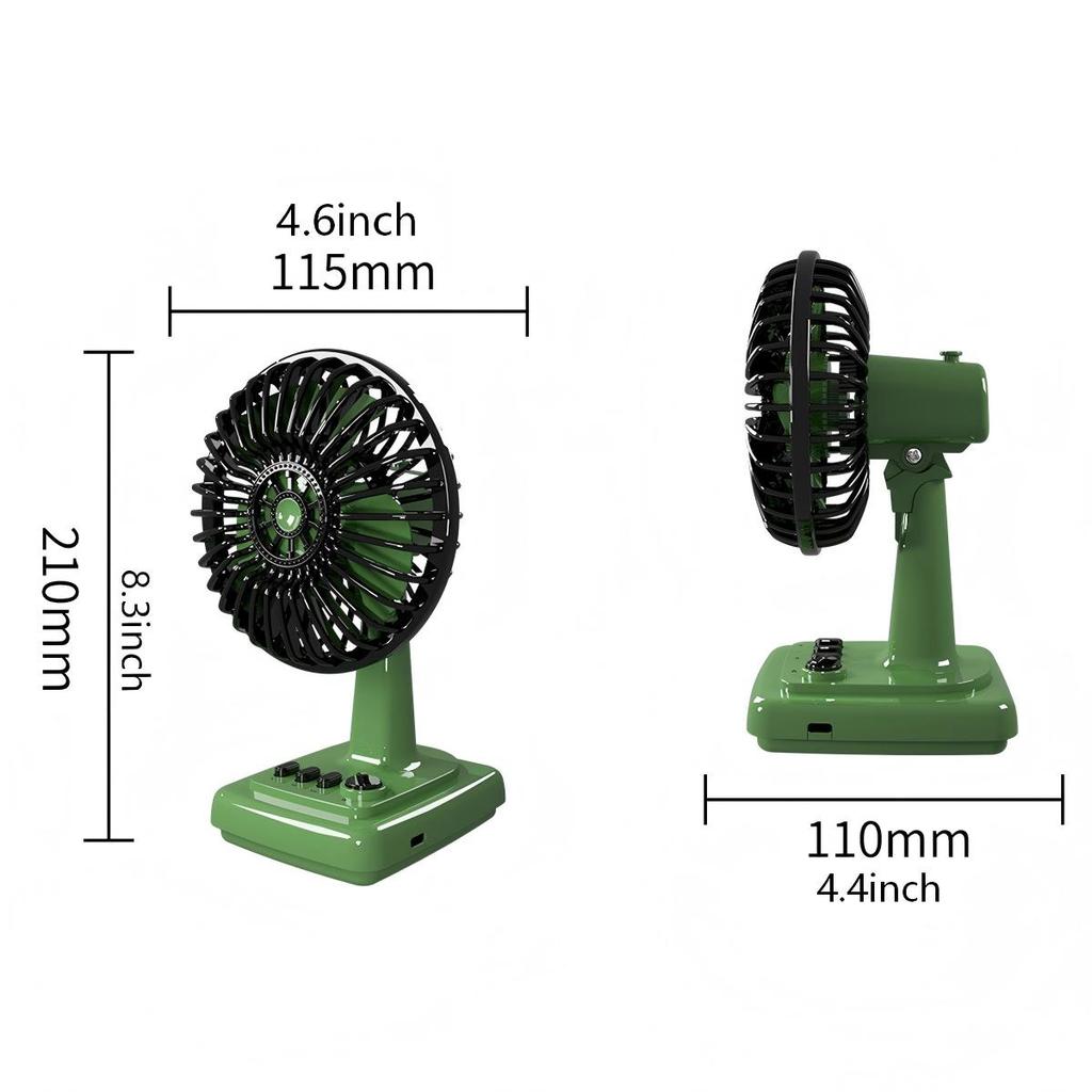 Xiaomi Retro Rechargeable Table Fan 3 Speeds Adjustable 45° Head Tilt Metal Brushless Desk Fan for Home Bedrooms Dorm Rooms or Office