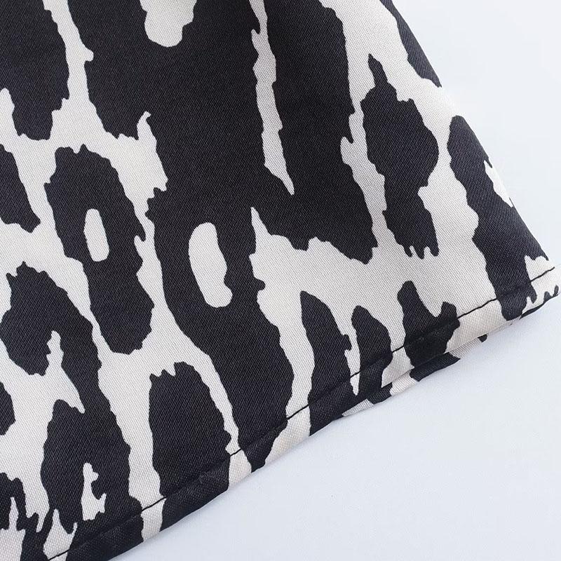 Dámské elegantní sukně do poloviny lýtek Leopard Midi Vintage s vysokým pasem na boční zip