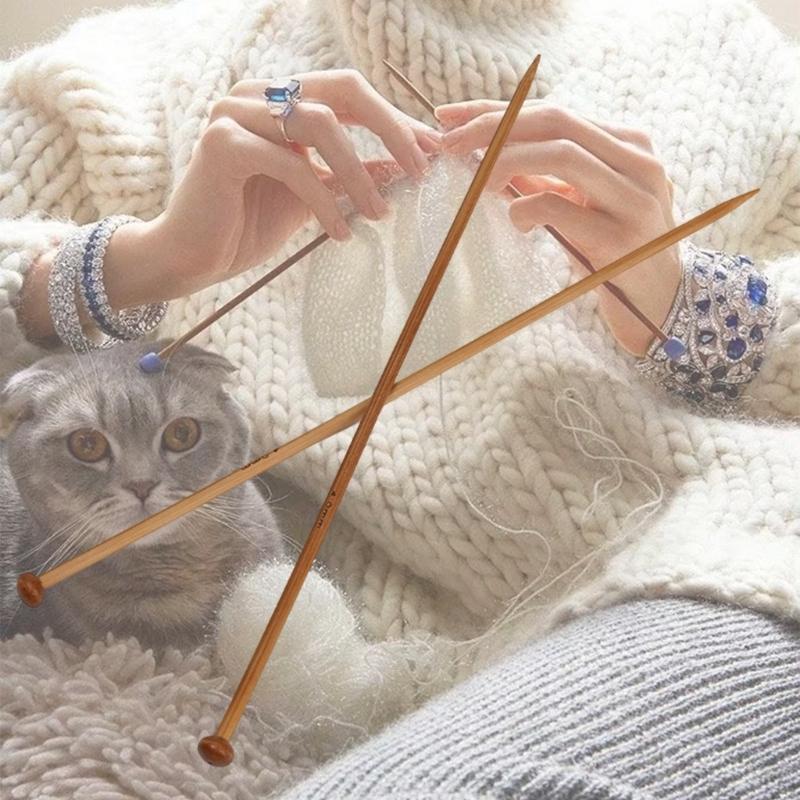 10Pairs Wood Single Ended Knitting Needle Single Pointed Head Knitting Needle for Sweater Sock Scarf Crochet Yarn Tool