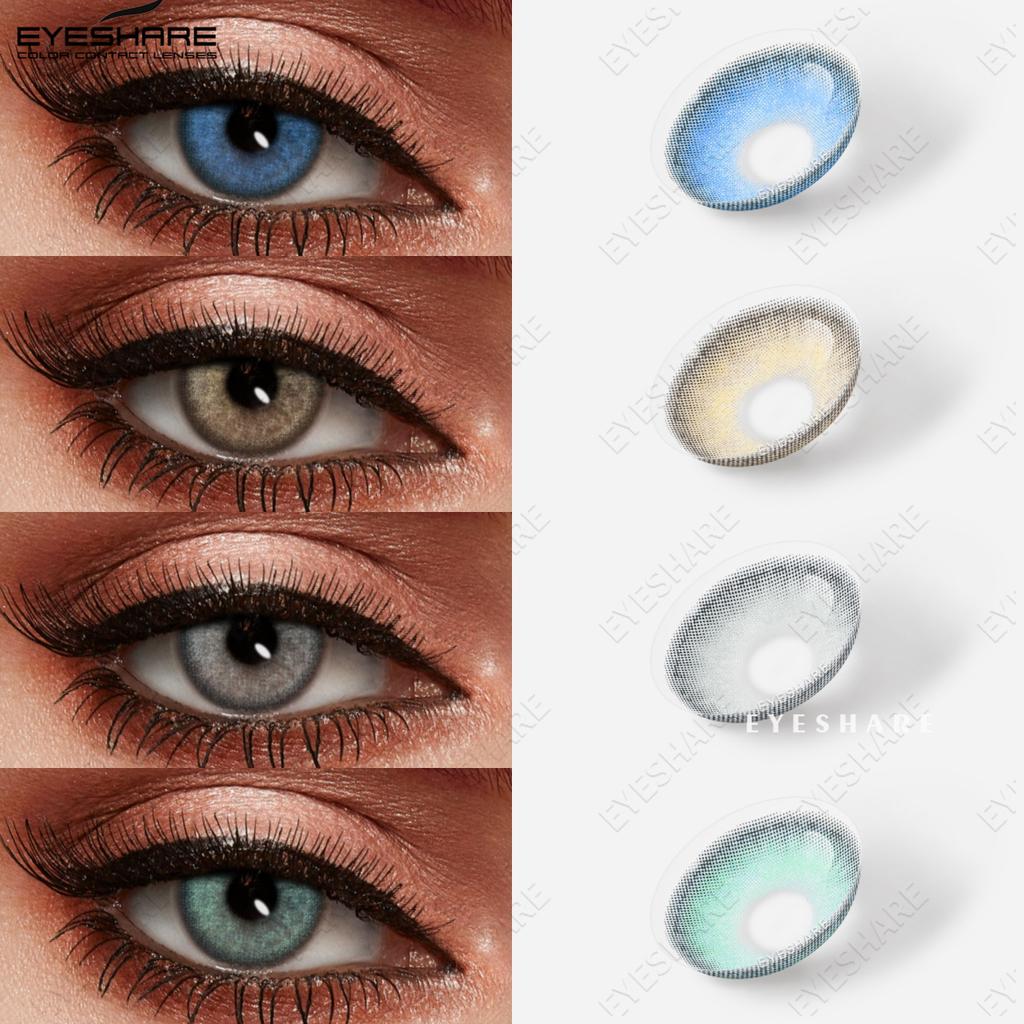 Eyeshare Colored Contact Lenses Blue Eye Makeup Contact Lenses Annual Comfort Green Colored Contact Lenses Gray Natural Colored Soft Lenses 1 Pair