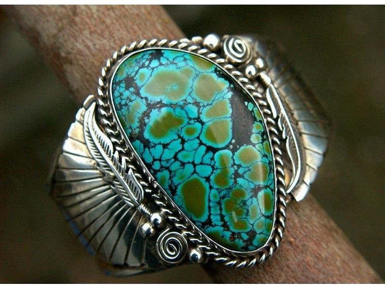 

Винтажное кольцо с бирюзой и пером для мужчин и женщин Size 5
