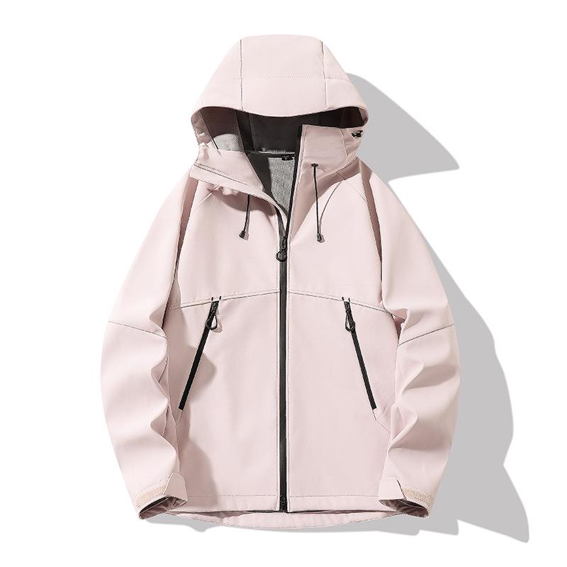 Unisex Hooded Windproof Softshell Jacket for Hiking & Cycling - Fleece-Lined, Quick-Drying, Warm Sportswear