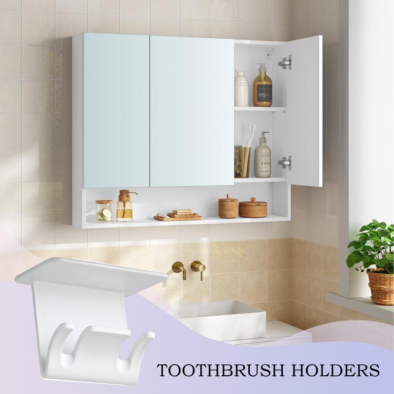Bathroom Toothbrush Holder Waterproof Toothbrush Hook No Drilling Storage Rack Hanger For Home Office Kids Family Organization