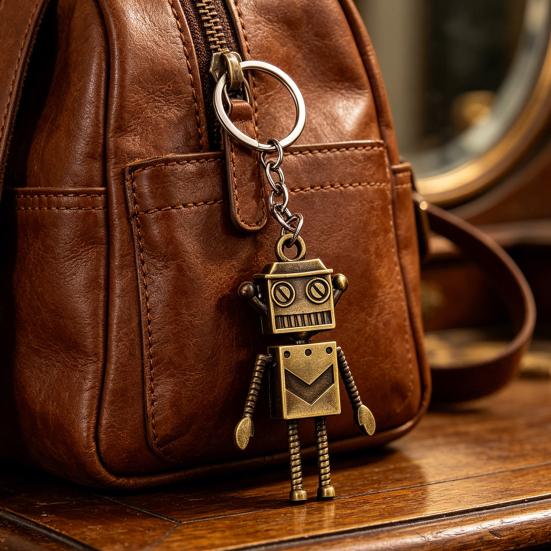 Keychain Pendant Retro Robot Design Movable Joint Swinging Limbs Decorative Key Ring Backpack Accessory