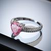 New Arrival Female Wedding Ring Silver Color Pink Zircon Love Heart Finger Rings For Women Gir  Anillos Mujer