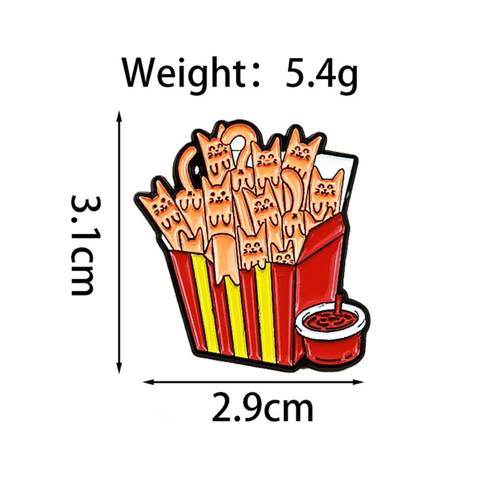 Cartoon Cat Alloy Brooch - French Fries & Chicken Nugget Shapes for Clothing, Hats, or Backpacks