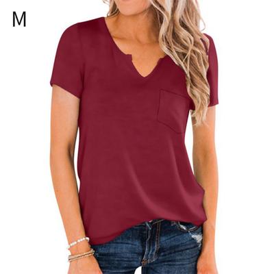 Amart Women V Neck Cotton Solid Color Short Sleeve Summer T-shirt