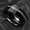 Bague Tendance 8mm Acier Inoxydable Noir Pour Hommes Couleur Cuivre Vintage Incrustée Météorites Bague de Promesse Homme Alliance Bijou Cadeau