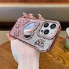 Electroplating love mirror iPhone16promax mobile phone case rhinestone Apple 15 for 14 glitter 13 Pro New