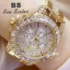 BEE SISTER BS Women Watches Quartz Diamond Luxury Watch Fashion Top Brand Wristwatch Fashion Watch Ladies Crystal Jewelry Rose Gold Watch 2022
